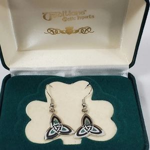 Celtic Knot Triquetra Earrings Irish Knotwork Holy Trinity Vtg Sea Gems Jewelry